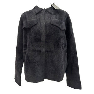 DG2 Diane Gilman Women's Medium Virtual Stretch Fuzzy Knit Sweater Jacket Black